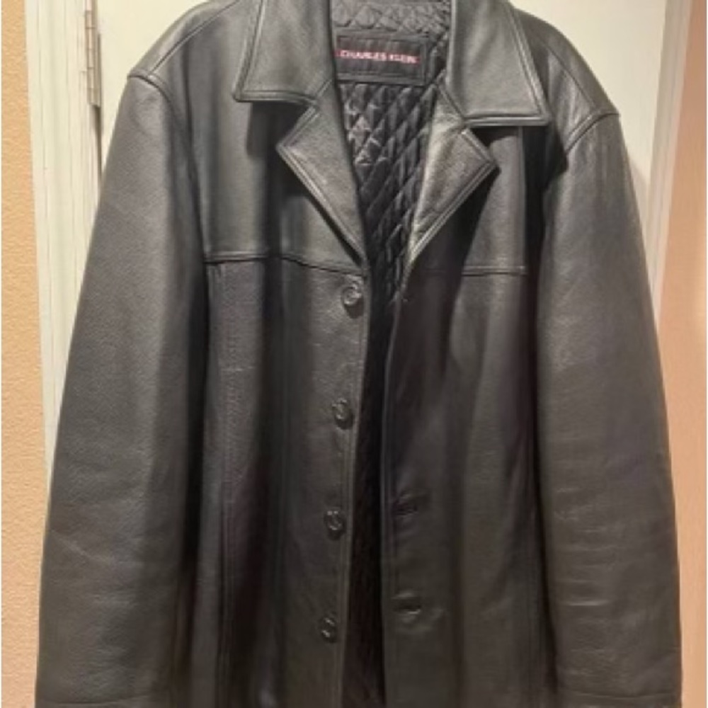Charles Klein xl men’s black leather jacket